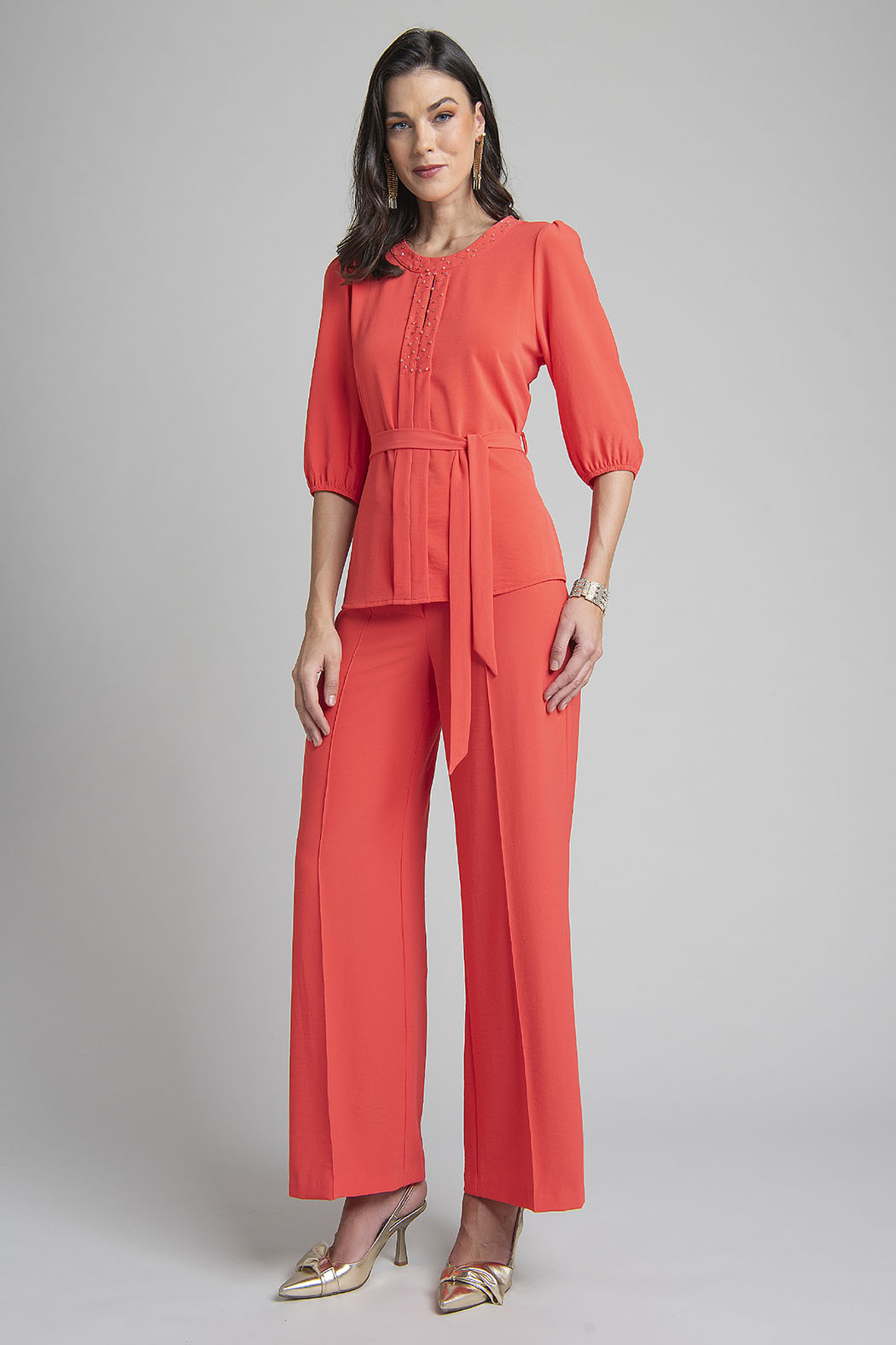 Conjunto De Pantalon Con Blusa Y Jareta En Cintura