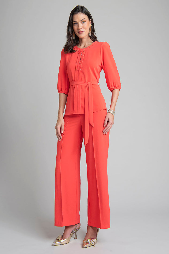 Conjunto De Pantalon Con Blusa Y Jareta En Cintura