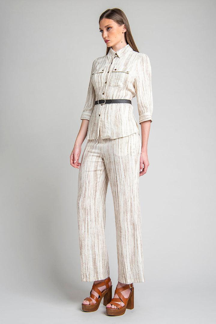 Conjunto De Pantalon Con Blusa Y Cinturon