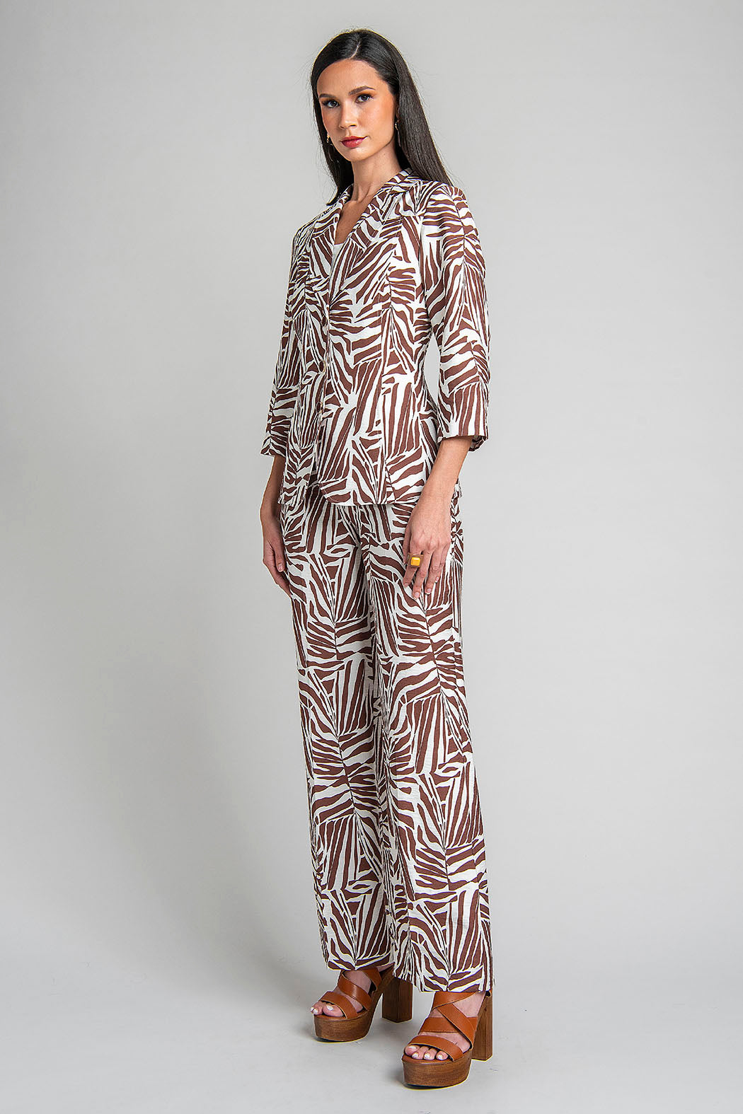 Conjunto De Pantalon Con Saco Estampado De Cebra