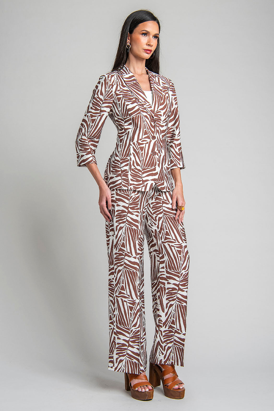 Conjunto De Pantalon Con Saco Estampado De Cebra
