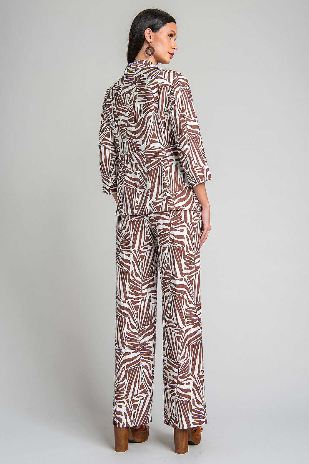 Conjunto De Pantalon Con Saco Estampado De Cebra