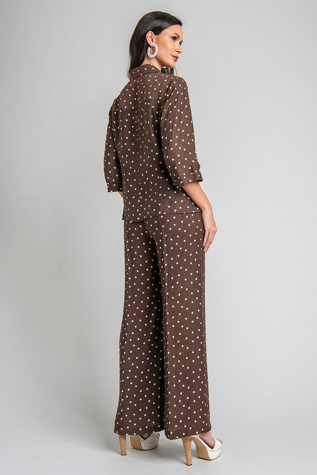 Conjunto De Pantalon Con Blusa Estampado De Lunares