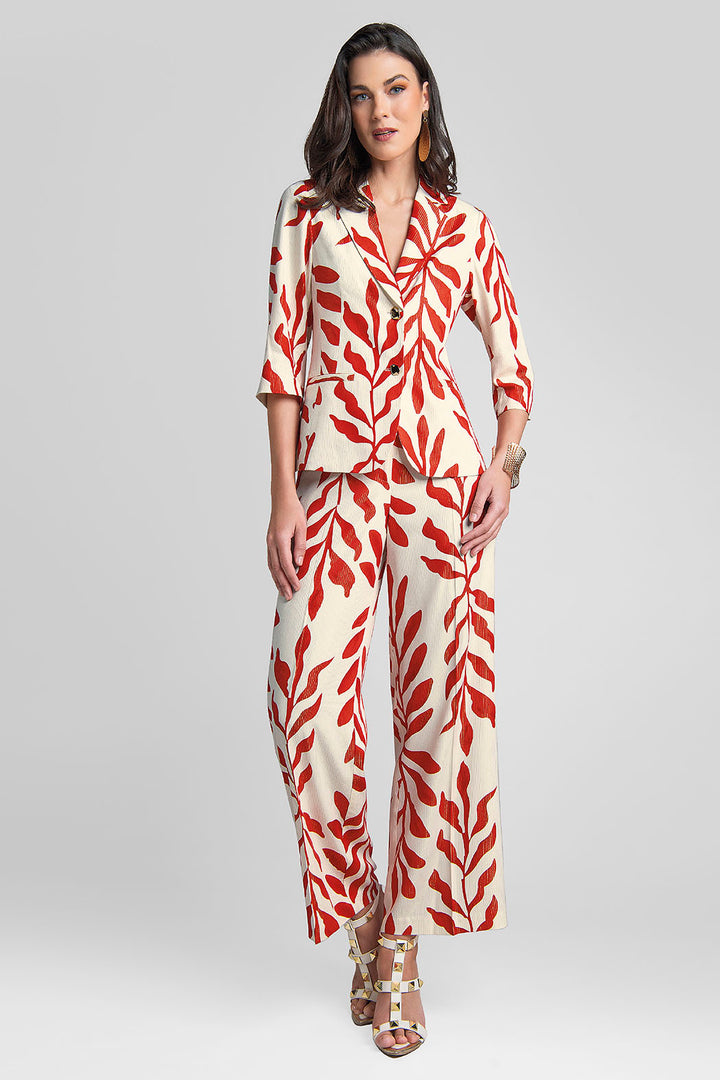 Conjunto De Pantalon Con Saco Estampado De Hojas
