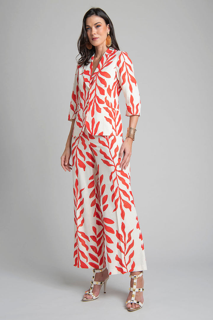 Conjunto De Pantalon Con Saco Estampado De Hojas