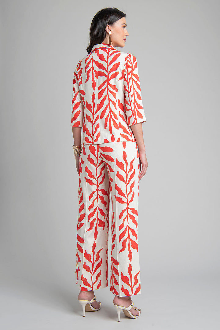 Conjunto De Pantalon Con Saco Estampado De Hojas