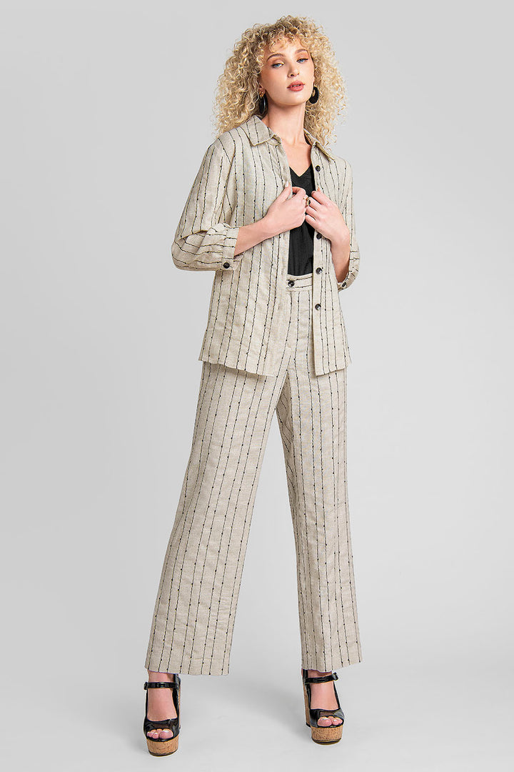 Conjunto De Pantalon Top Y Blusa De Rayas