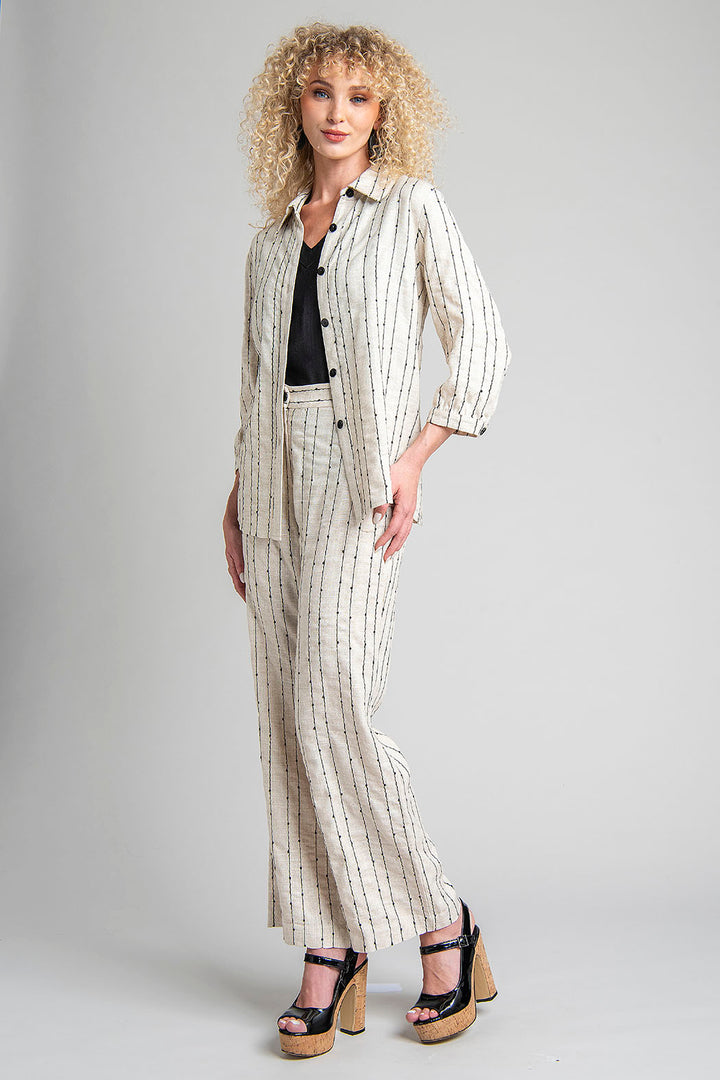 Conjunto De Pantalon Top Y Blusa De Rayas