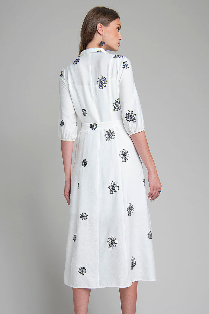 Maxi Vestido Con Estampado De Flores Bordadas