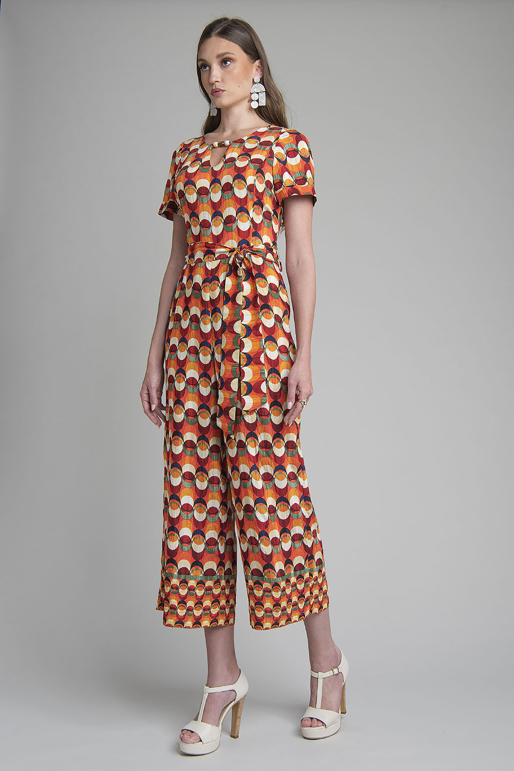 Jumpsuit De Pierna Ancha Con Estampado Geométrico