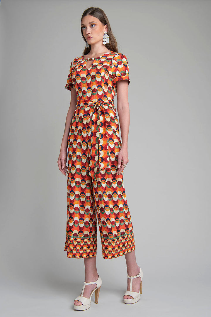 Jumpsuit De Pierna Ancha Con Estampado Geométrico