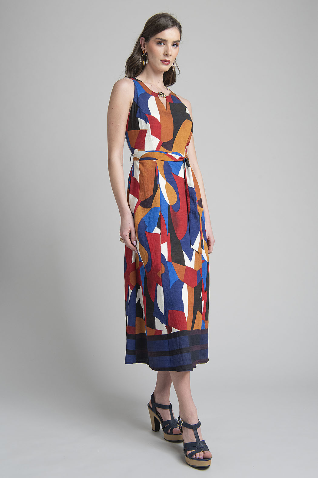 Maxi Vestido Estampado Geometrico