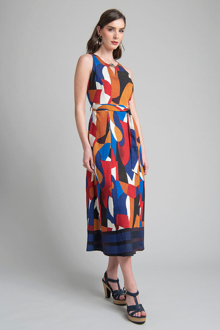Maxi Vestido Estampado Geometrico