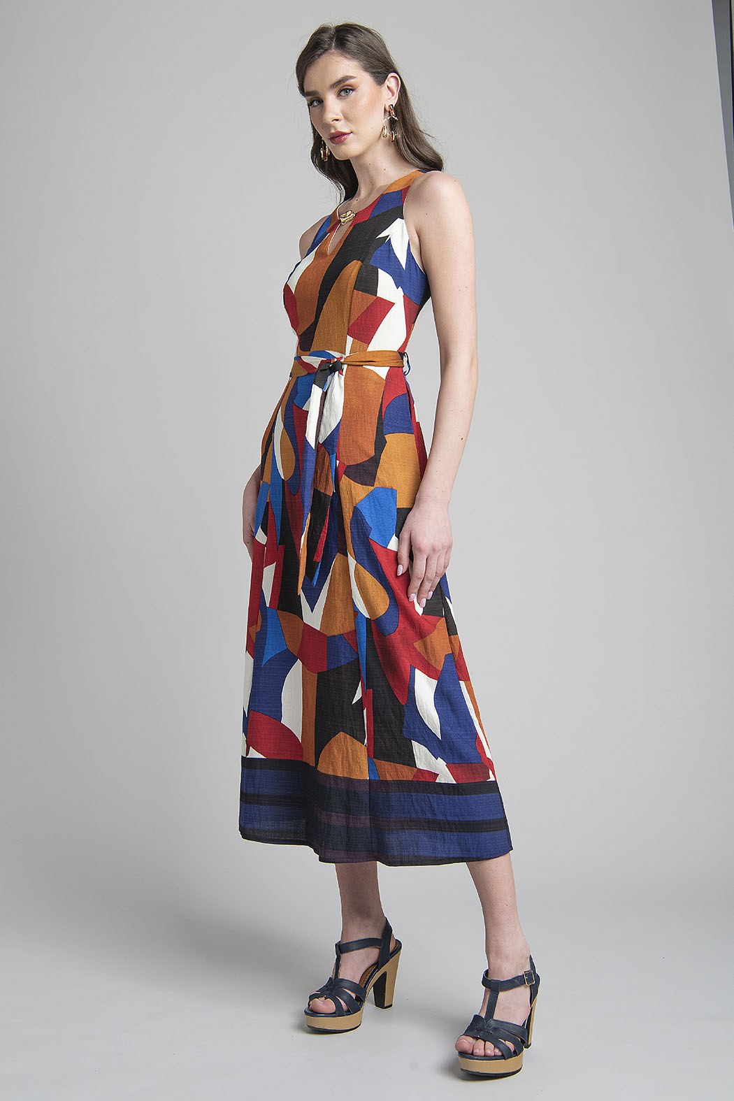 Maxi Vestido Estampado Geometrico