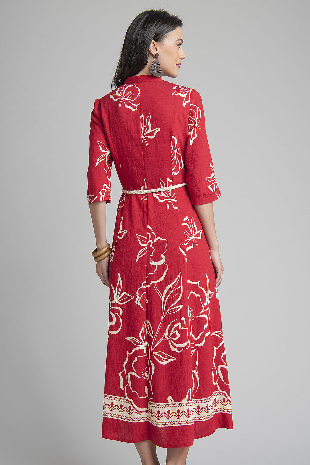 Vestido Estampado Con Manga 3/4