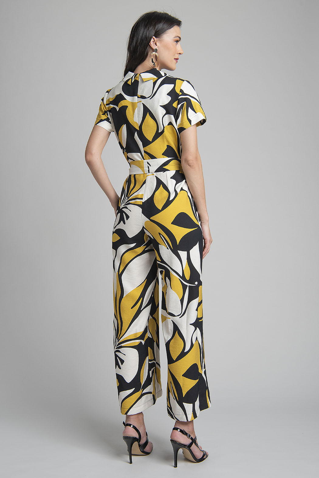Jumpsuit Estampado Con Manga Corta