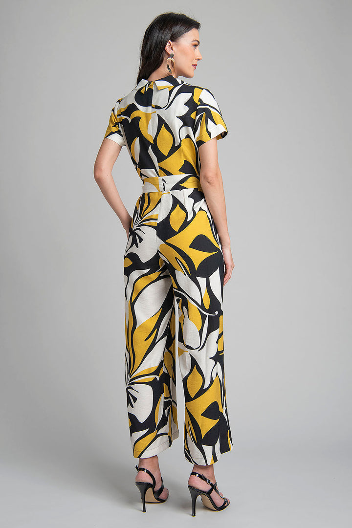 Jumpsuit Estampado Con Manga Corta
