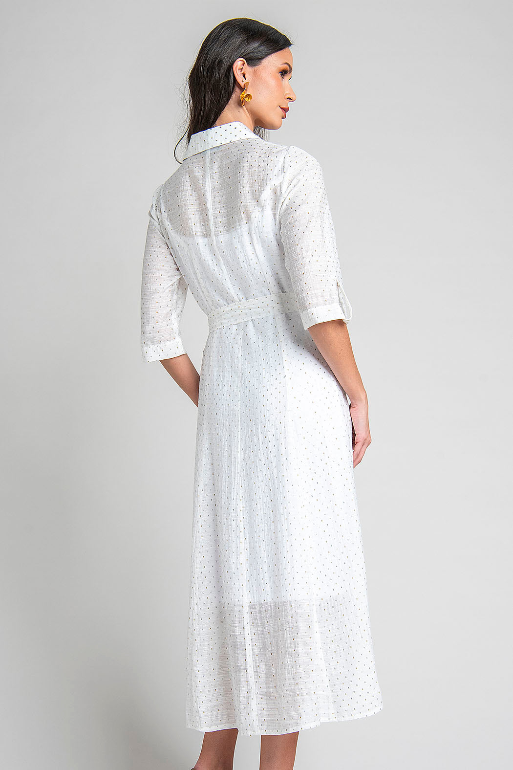 Maxi Vestido Camisero Con Puntos