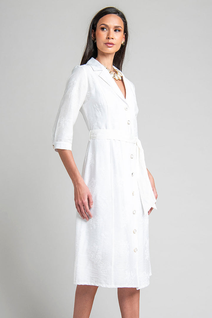 Vestido Camisero Con Bordado Sutil