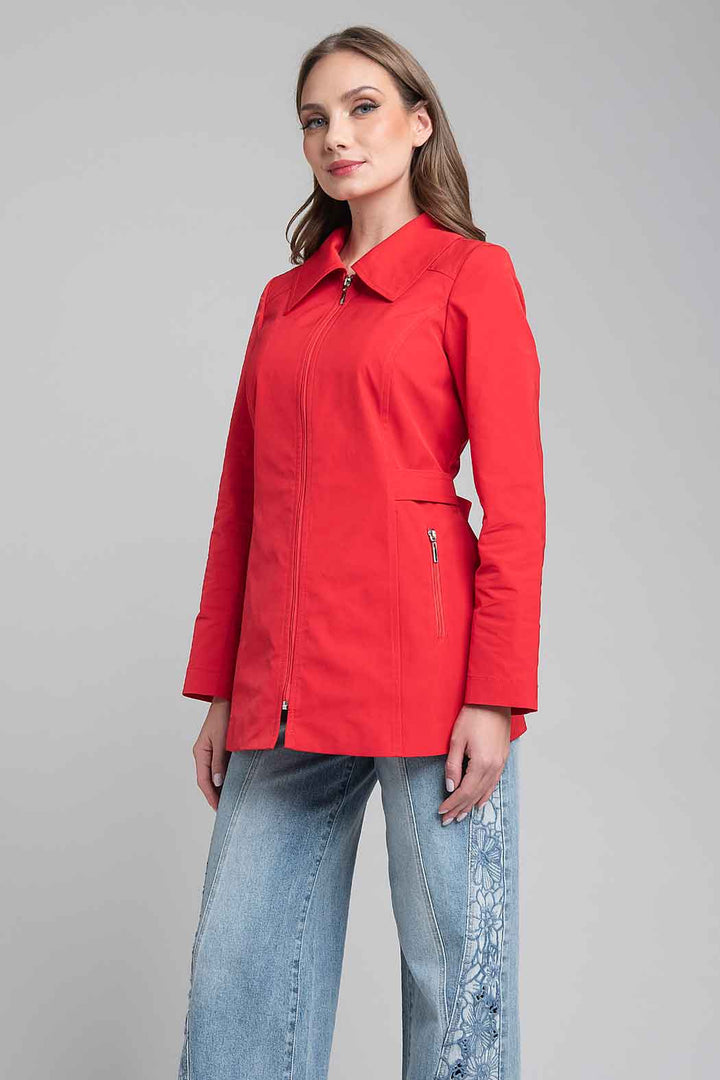 Gabardina Con Cuello Sport Y Cierre Al Frente