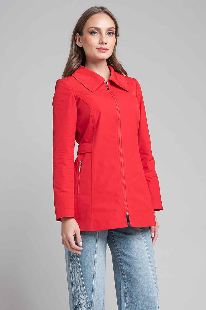 Gabardina Con Cuello Sport Y Cierre Al Frente