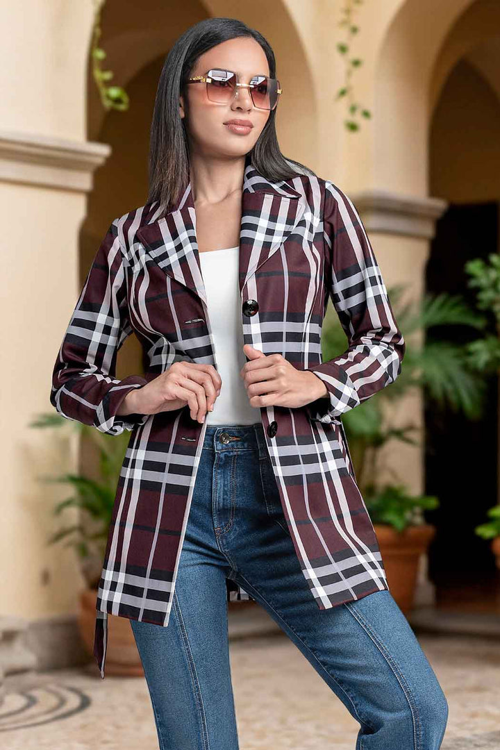 Gabardina Con Estampado De Cuadros