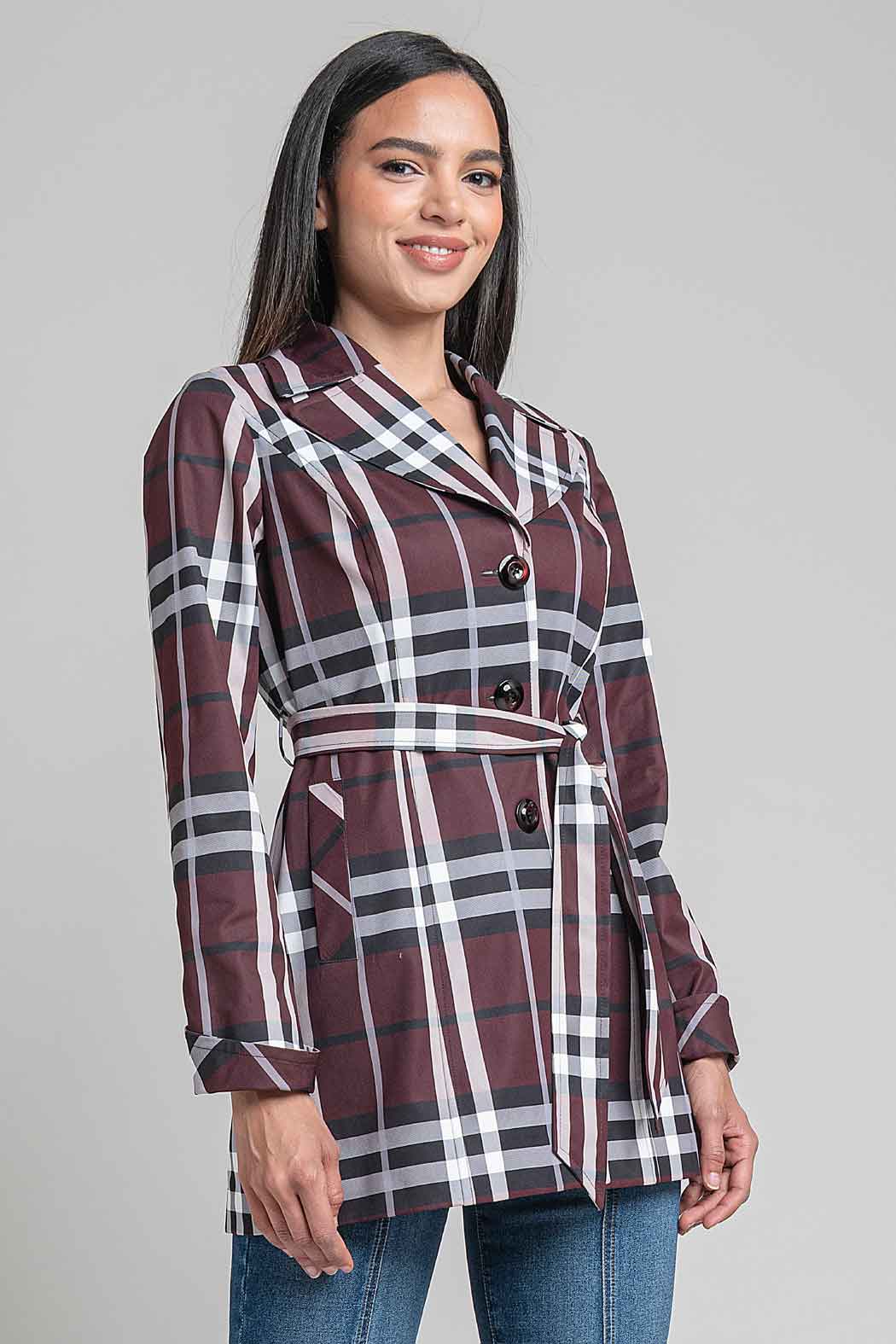 Gabardina Con Estampado De Cuadros