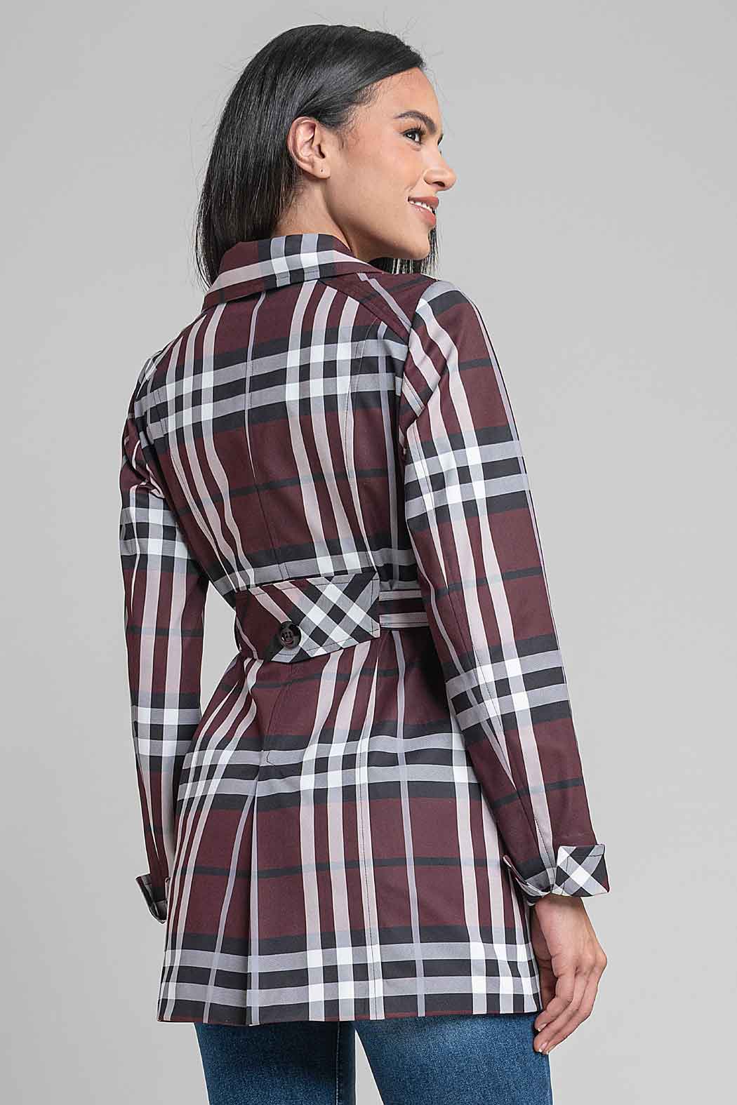 Gabardina Con Estampado De Cuadros