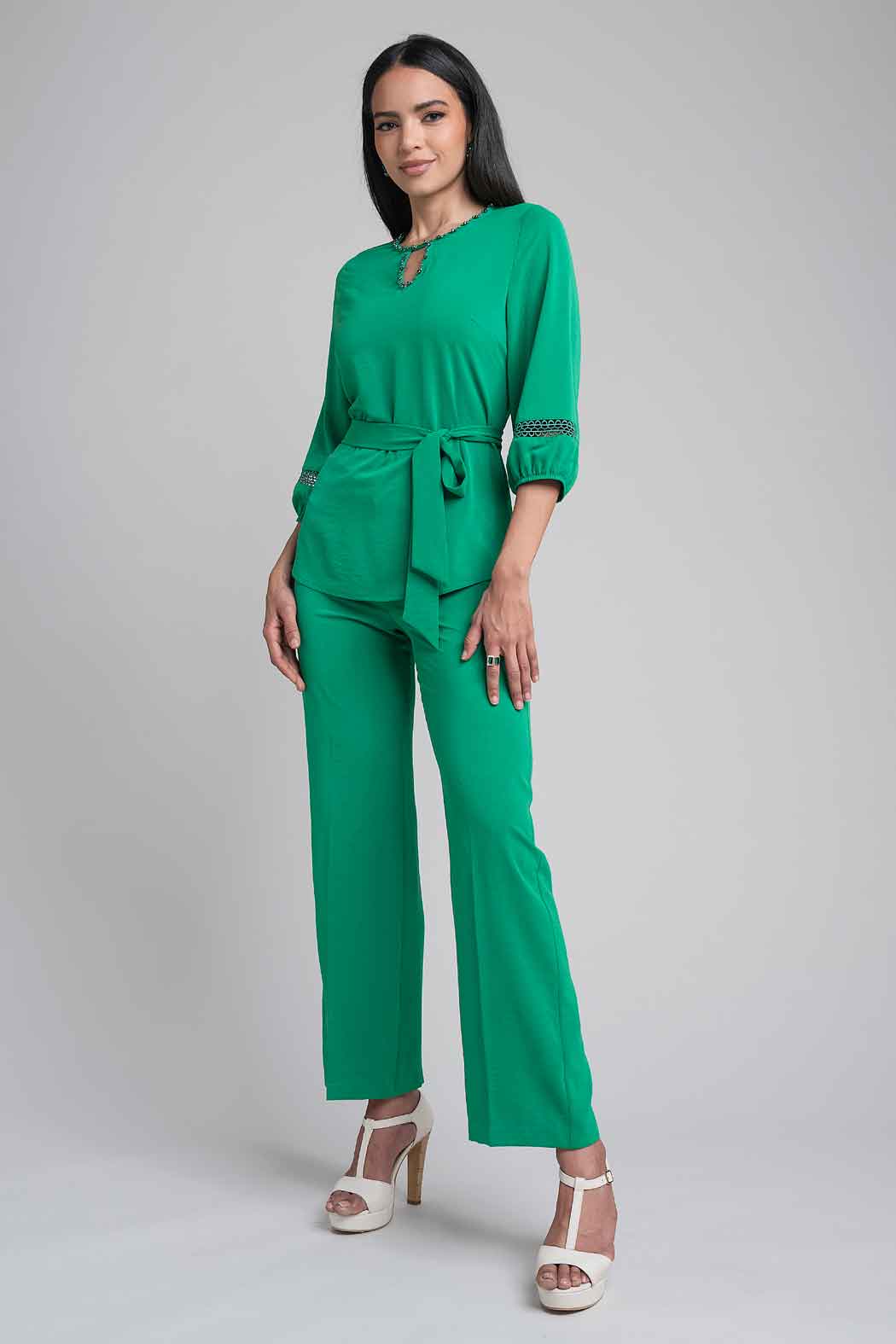 Conjunto De Pantalon Y Blusa Con Jareta En Cintura