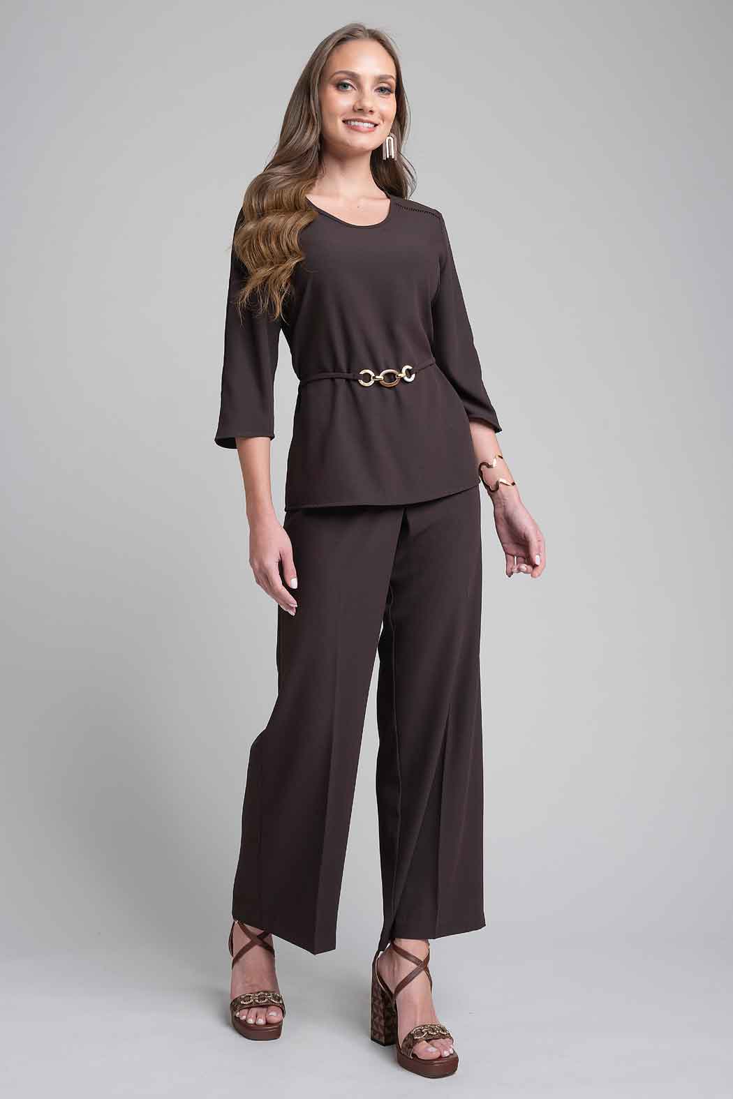 Conjunto De Pantalon Con Blusa Liso
