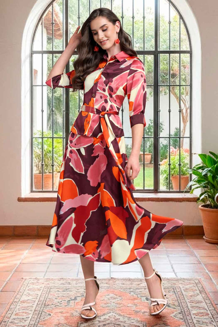 Conjunto De Falda Y Blusa Con Estampado Floral