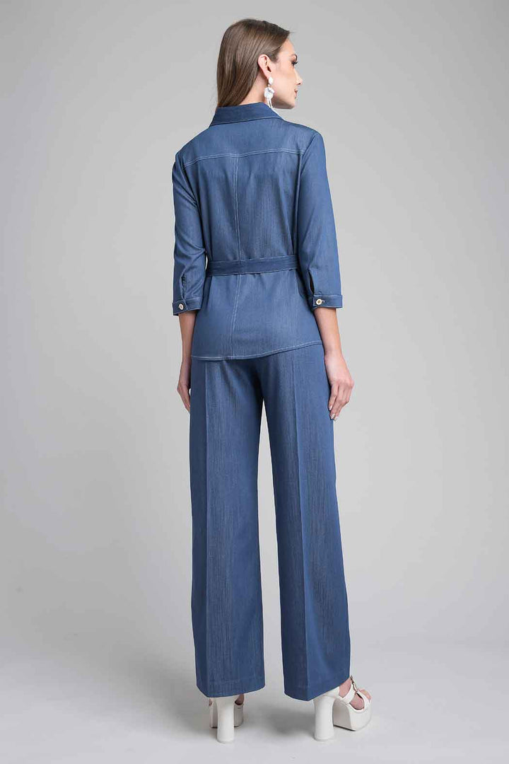 Conjunto De Pantalon Y Blusa Con Cinturon
