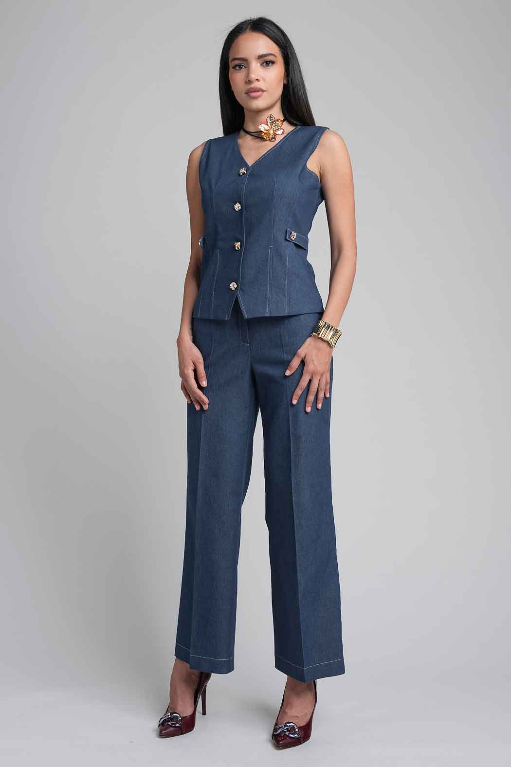 Conjunto De Pantalon Y Chaleco De Mezclilla