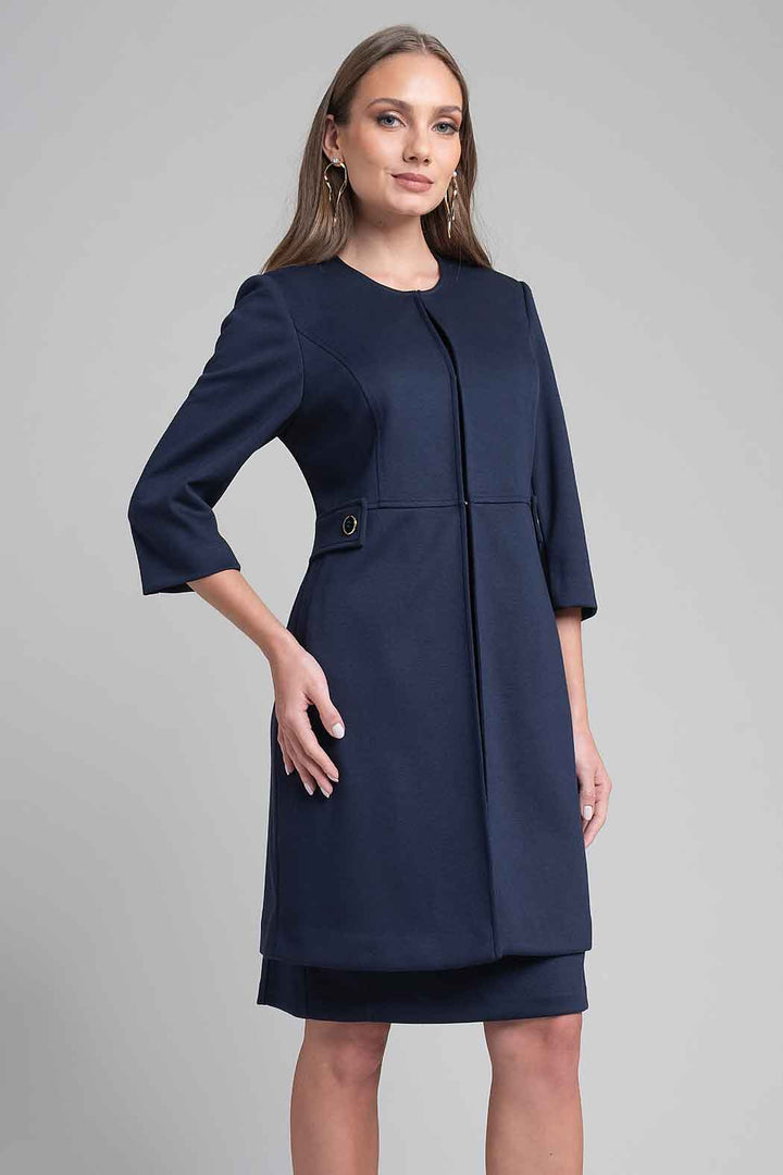 Vestido Liso Con Saco Largo