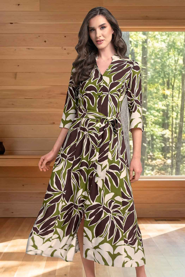 Vestido Estampado Con Manga 3/4