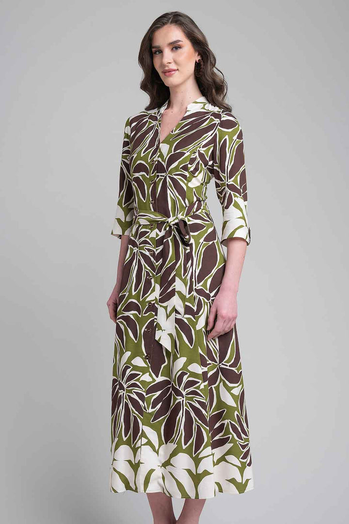 Vestido Estampado Con Manga 3/4