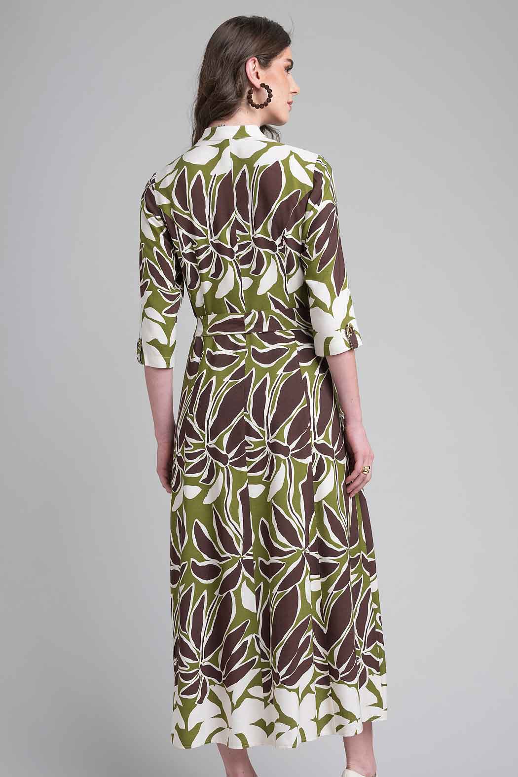 Vestido Estampado Con Manga 3/4