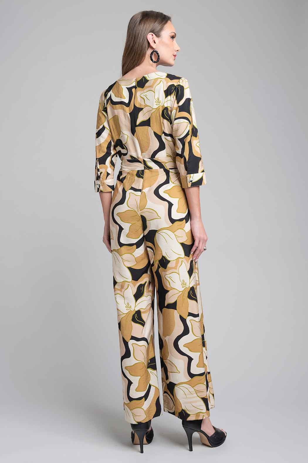 Jumpsuit Estampado Con Manga 3/4