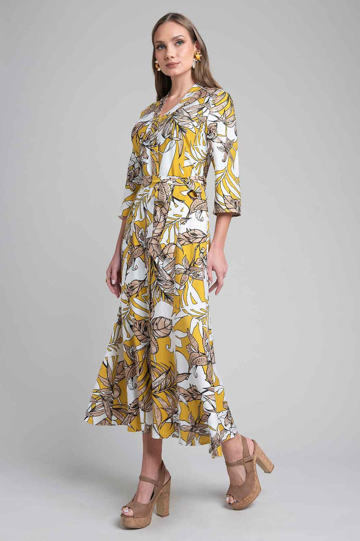 Vestido Estampado De Hojas