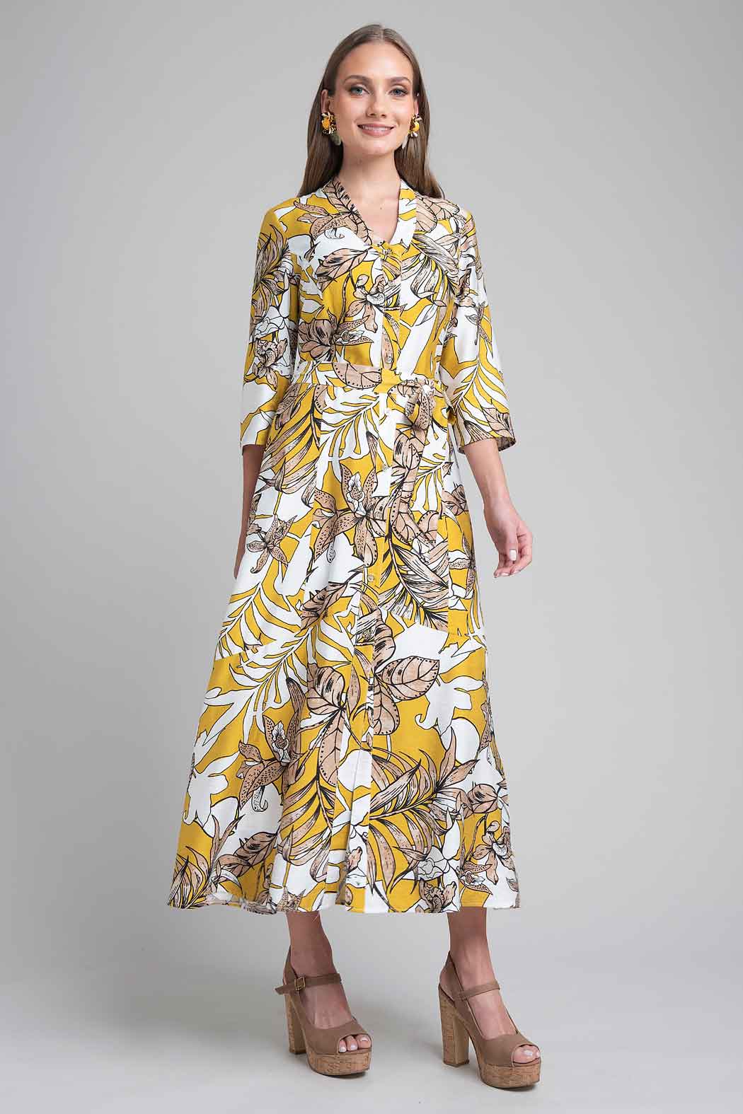 Vestido Estampado De Hojas