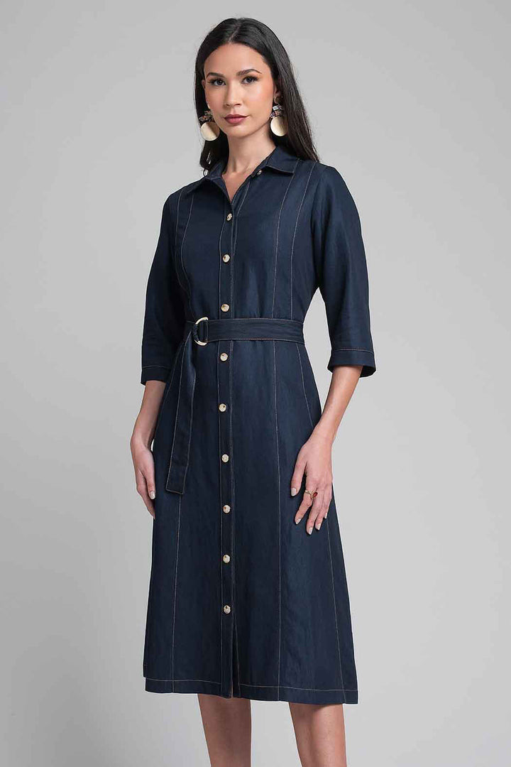 Vestido Camisero Con Cinturon