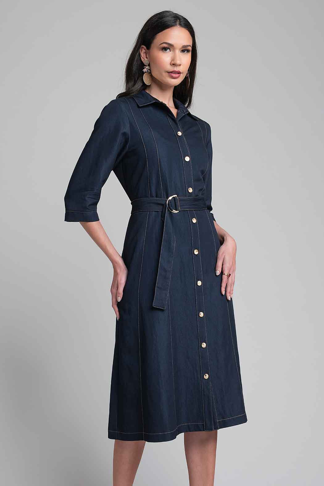 Vestido Camisero Con Cinturon