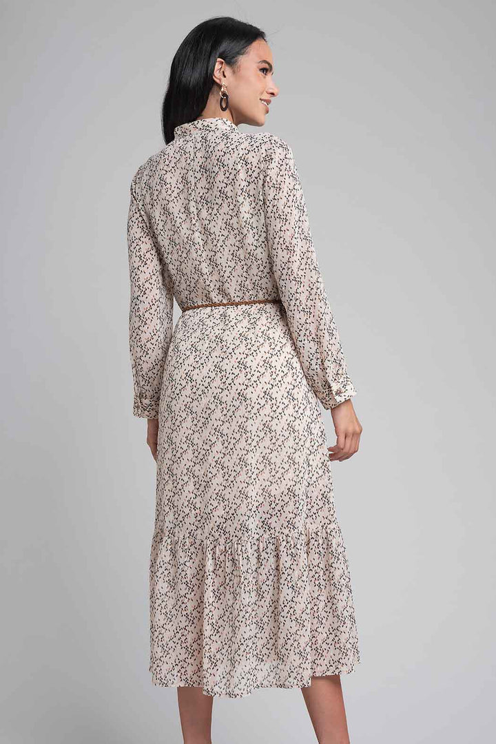 Maxi Vestido Camisero Con Manga Larga