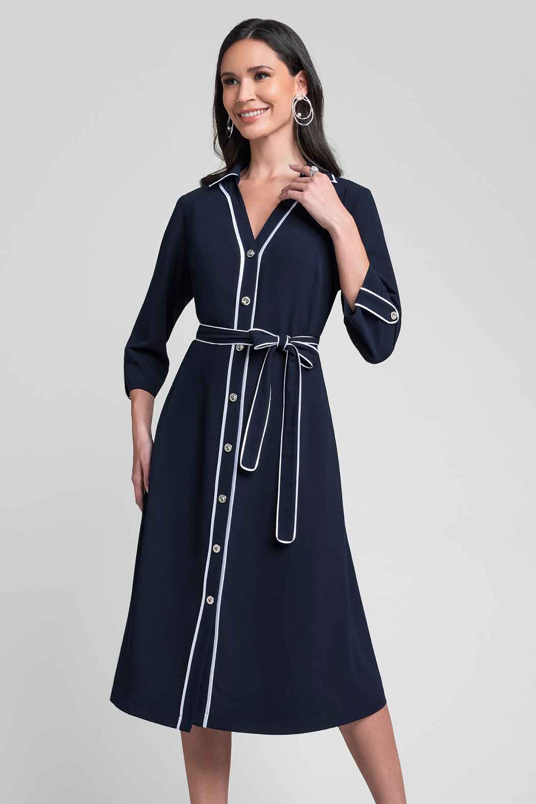 Maxi Vestido Camisero Con Cuello Sport