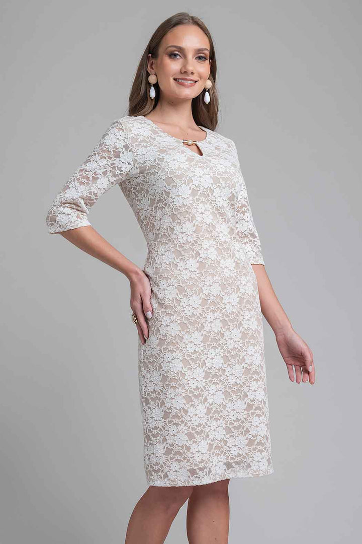 Vestido De Encaje Con Manga 3/4