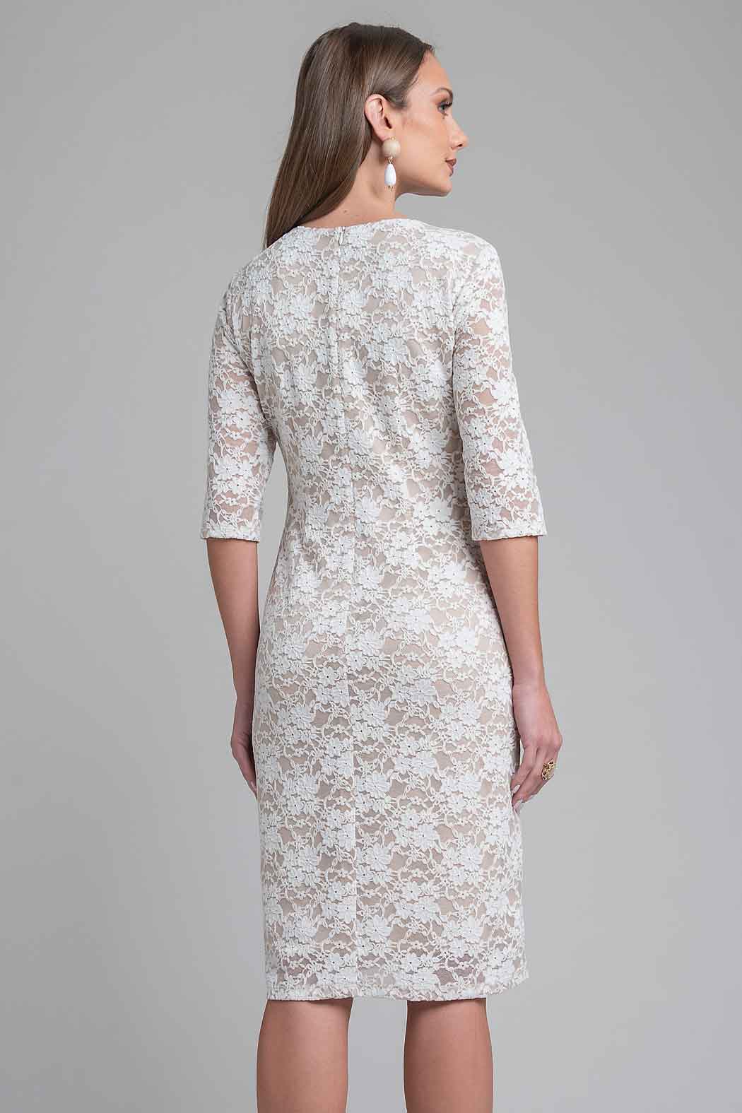 Vestido De Encaje Con Manga 3/4