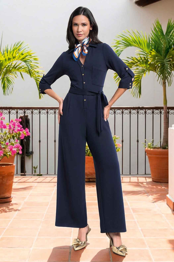 Jumpsuit Liso Con Manga 3/4