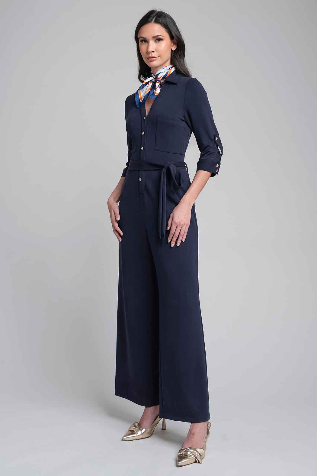 Jumpsuit Liso Con Manga 3/4