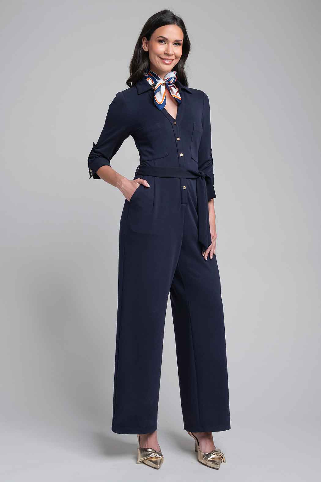 Jumpsuit Liso Con Manga 3/4