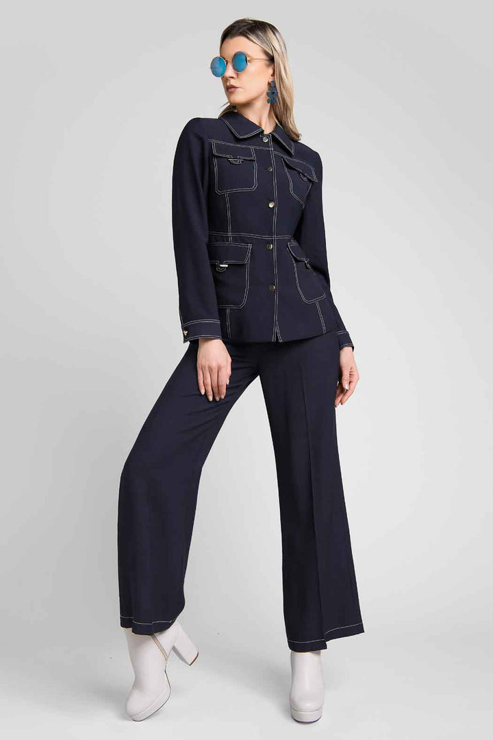Conjunto De Pantalon Con Chamarra Y Bolsas De Parche